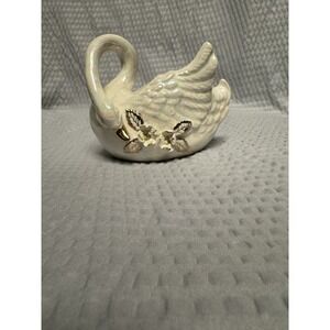 Vintage Norcrest "Golden Dogwood" Coll. Swan Iridescent, Gold Accents, Flowers